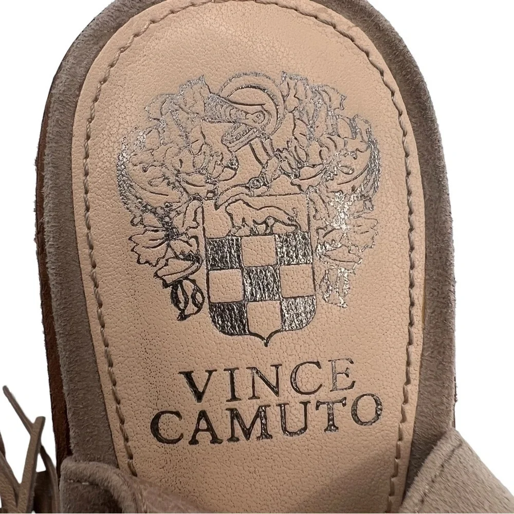 Vince Camuto Brown Leather Kyleena Block Heel Peep Toe Ankle Boots Size 6 Womens